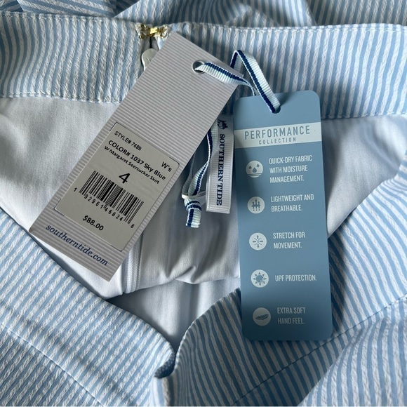 🆕 Southern Tide Stripes Sky Blue Seersucker Margaret Ruffle
Wrap Skirt - Picture 6 of 7